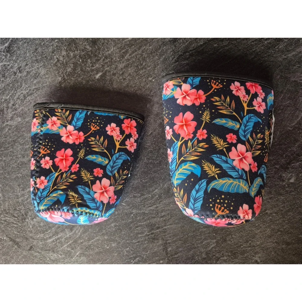 BakenDale & Co Floral Neoprene Cup‎ Sleeve Set Iced Coffee Tropical Drink Cozy